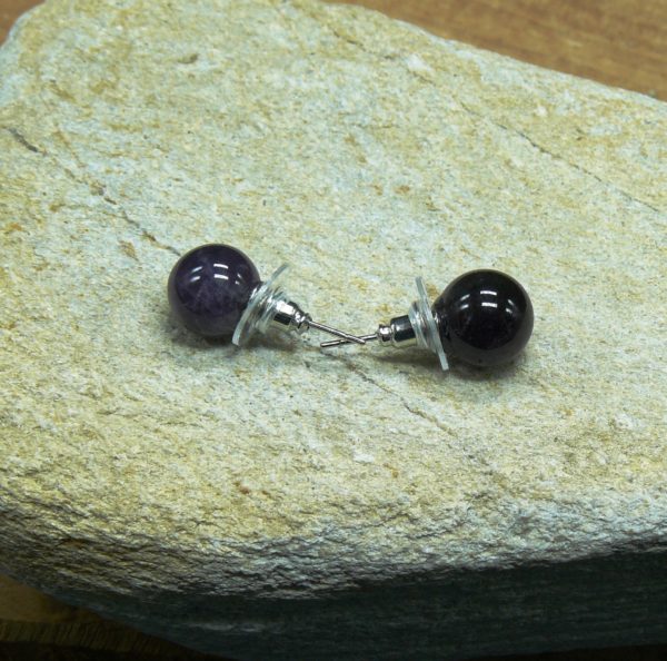 boucles d'oreilles améthyste perles 10 mm