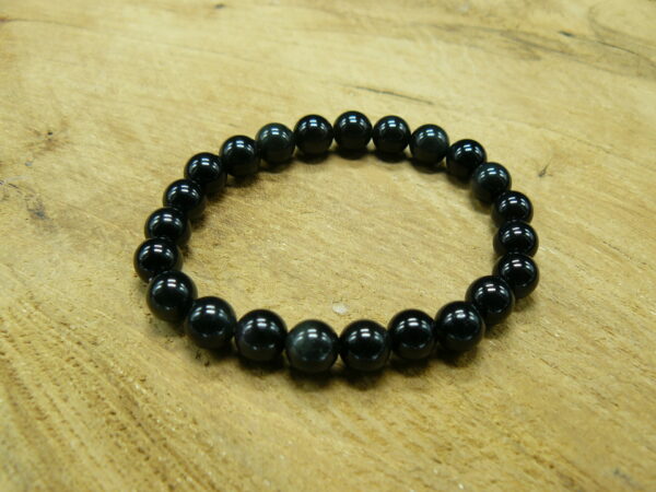 Bracelet obsidienne noire perles 8 mm