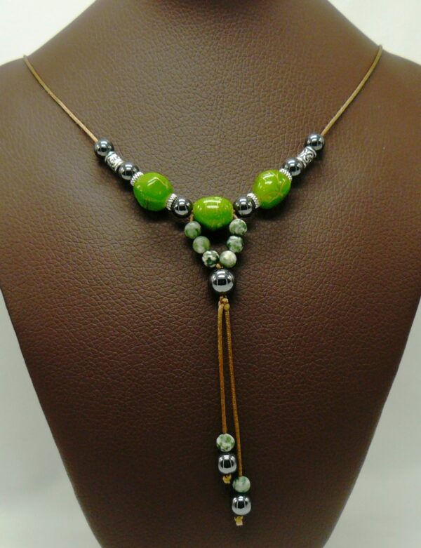 collier hématite et jade vert